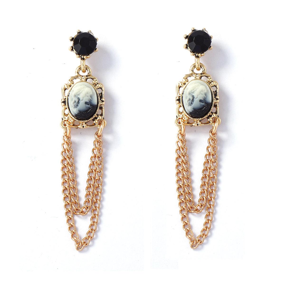 

Fashion Metal Embossed Angel Tassel Dangle Earrings ZAA New Simple Vintage Earrings Women Daily Zircon Accessories золотой