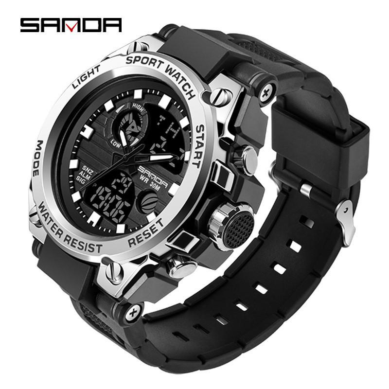 Sanda Men's Multifunctional Sports Watch - Dual Display, Luminous, Waterproof for Teens & Students