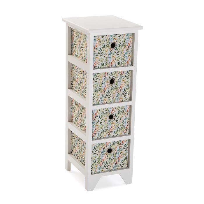 Koupelnová skříňka s policemi Acuarela - 72 x 30 x 25 cm - Komoda se 4 úložnými zásuvkami ze dřeva - Bílá - Versa