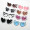 Heart Shape Large Frame with Pearl Sunglasses Women Men Fashion Sun Glasses Shades Vintage Retro UV400 Eyewear for Female