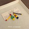 Retro Beaded Asymmetrical Small Fish Flower Ear Buckle Design Sense Temperament Niche Simple Unique Ear Buckle Women