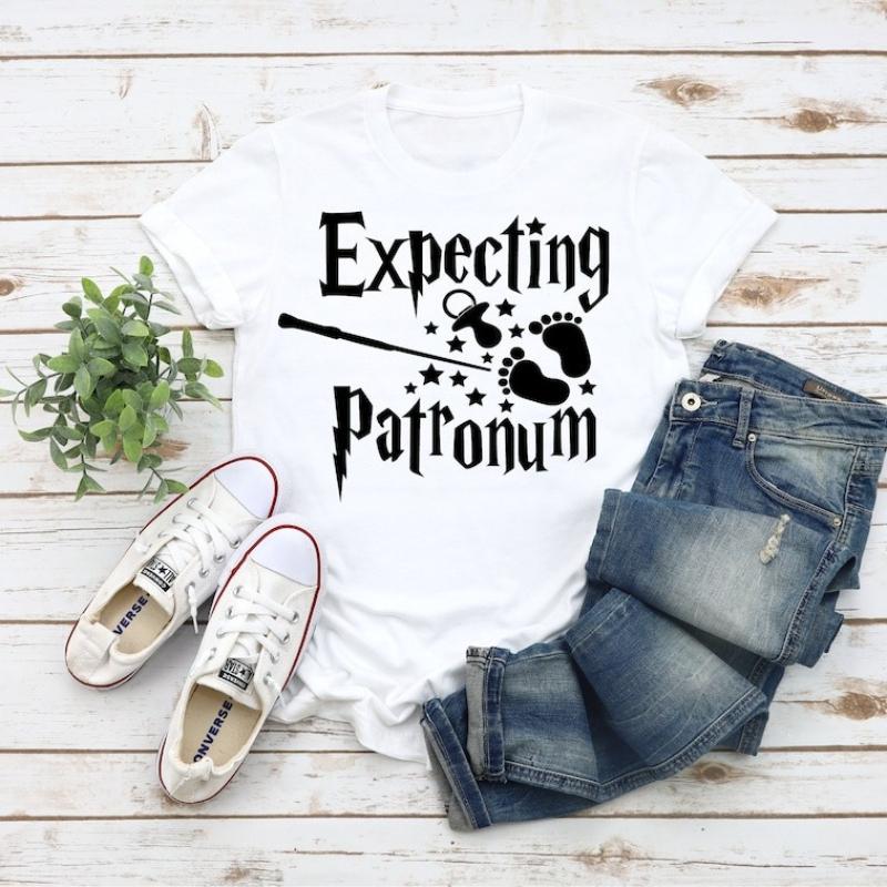 Expecting Patronum Shirt Baby AnnounceUnisext Tee Pregnancy AnnounceUnisext Tshirts Birth Pregnancy Gift Maternity Kawaii Clothes S