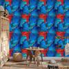 Ink Blue, Turquoise and Red Wallpaper for Living Room and Bedroom 50x1000