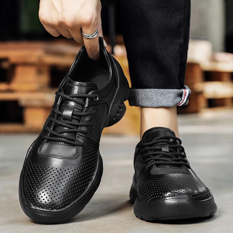 Fashion High Quality Genuine Leather Mens Sneakers Non Slip Outdoor Casual Shoes New Leisure Walk Tenis Masculino Men's Casual Trainers
