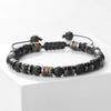 Natural Volcanic Stone Bracelet Handmade Adjustable Size Hematite Tiger Eye Stone Cylindrical Beads Bracelets Men Yoga Bangles