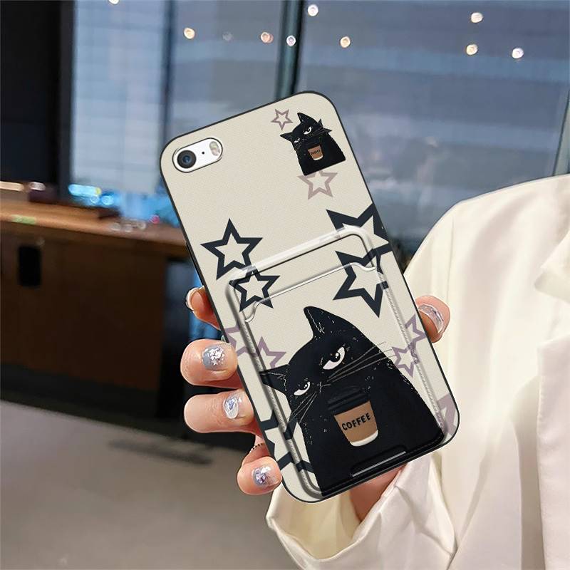 Fashion Design Dirt-resistant Phone Case For Iphone 5/5S/SE/ip5/ip5S/ipSE Card Bag TPU Card Slot Shockproof Anti-knock