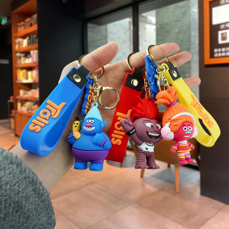 Adorable Troll Doll Backpack Charm Keychain Cute Quirky Cartoon Rubber Toy Accessory