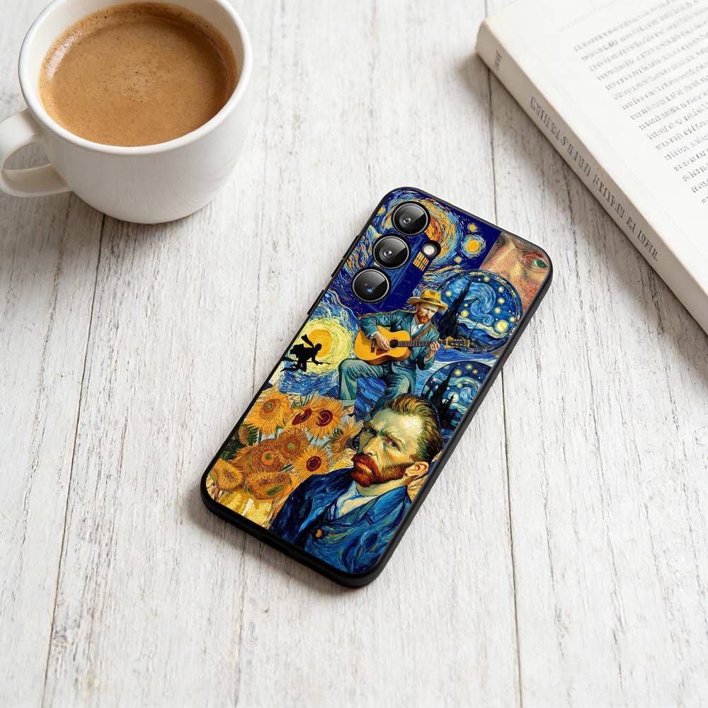 

Vincent van Gogh Phone Case Black Silicone Soft For Samsung Galaxy A73,A72,A71,A70,A53,A52,A51 Samsung a52