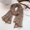 VREOVOR Vintage Hollow Lace Scarf Women's Shawl Silk Transparent White Gauze Embroidered Thin Cotton and Linen Spring and Autumn