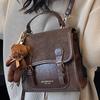 Schoolbag Korean version niche retro backpack women's 1011 spring new high-value simple casual portable small square bag women