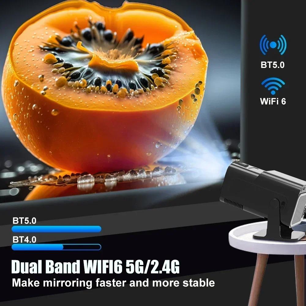 Projetor Android 11 390ANSI HY320 4K Nativo 1080P Qualidade de Imagem Dual Wifi6 Atualizado Cinema Ao Ar Livre Projetor Portátil