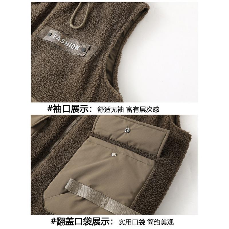 Men Plus Size Warm Hooded Thick Fleece Lined Casual Winter Sleeveless Vest
