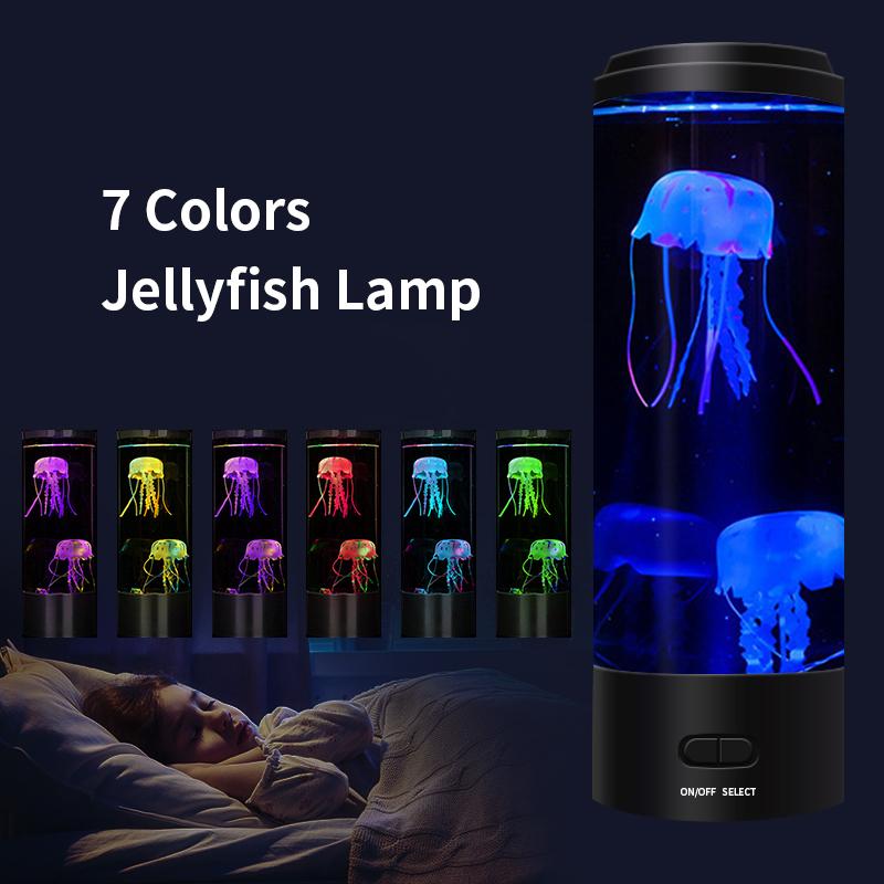 D2 LED Fantasy Jellyfish Lava Lamp USB Battery Powered Color Changing Jellyfish Tank Aquarium Lamp Relaxing Mood Table Light