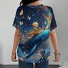 Little Prince Starry Sky Women's T-shirt Casual Fashionable Comfortable Deep Blue Short Sleeve Shirt