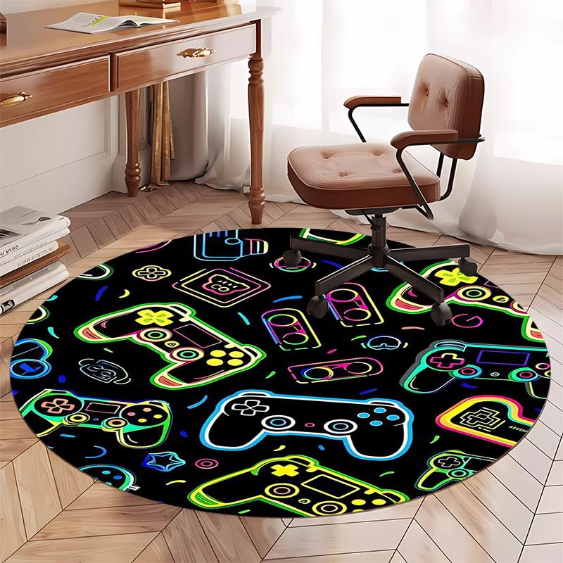 Game Controller Printed Round Rug Carpet Chair Rug Area Rug Entryway Doormats,for Office Chair Living Room Bedroom Kitchen Room.