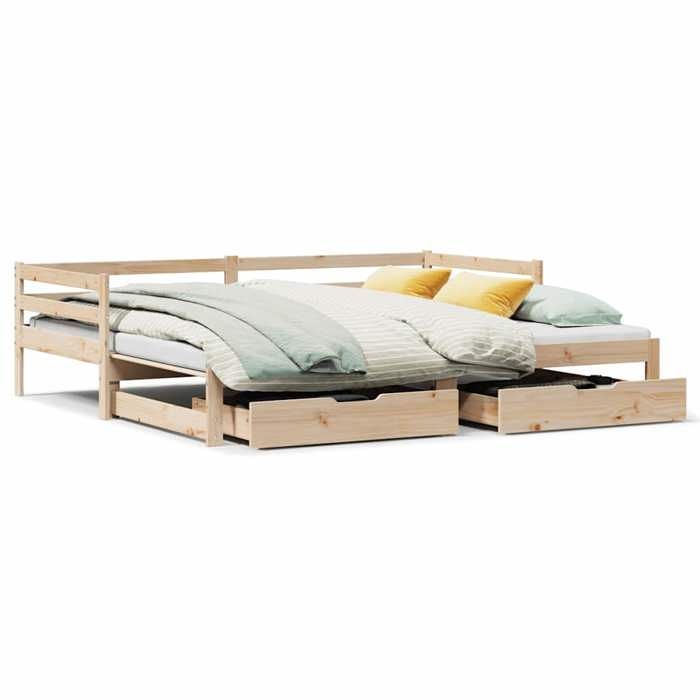 VidaXL Daybed with Drawers 90x200 Cm Solid Pine Wood, Sofa Bed, Comfortable Sofa Bed, Daybed with Drawers, 3302144