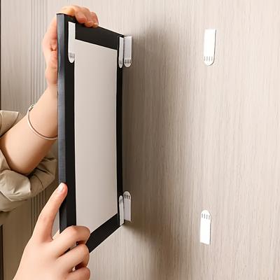 12 Pairs (24pcs) 12-36 Pairs White Tape Damage-Free Picture&Frame Hanging Strips Wall Sticker Hook Value Pack Picture Hanging Strips DIY Stickers
