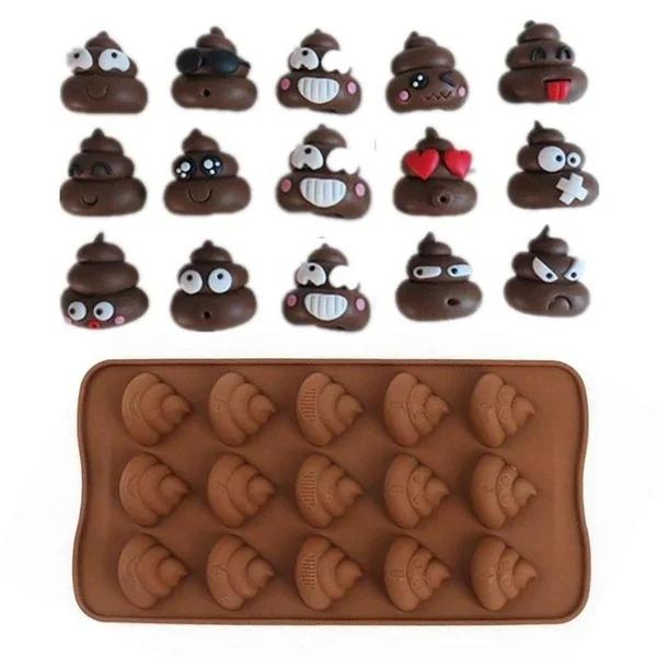 1pc 3D Poop Shape Chocolate Candy Jelly Silicone Mold Cake Tools Baking Utensils