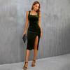 Waist-Cinching Slip Slim Halter Dress Waist Slit Slim-Fitting Dress