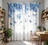 Digital Printed Curtains, Blue Butterfly Hydrangea Pattern, Stylish Window Treatment for Living Room Bedroom Decor