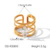 Colorfast European & American Baroque Zirconium Stainless Steel Women's Open Geometric Titanium Ring