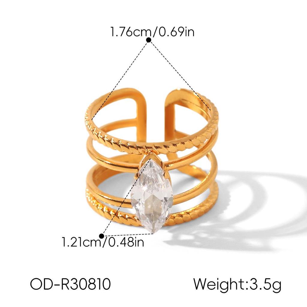 Colorfast European & American Baroque Zirconium Stainless Steel Women's Open Geometric Titanium Ring