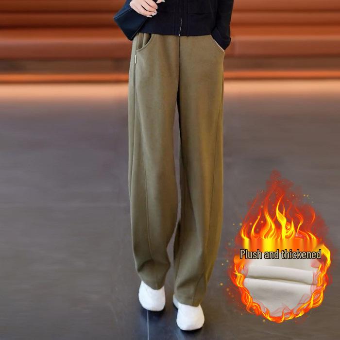 High-Waisted Women's Banana Pants: Fleece & Non-Fleece, Petite Fit, Wide-Leg, Casual for Autumn & Winter Sports