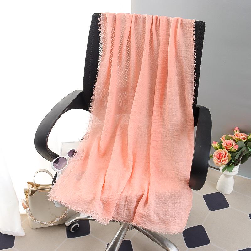 Sciarpa grande da donna in cotone e lino di colore puro: Foulard musulmano primaverile/estivo, telo mare, scialle con protezione solare