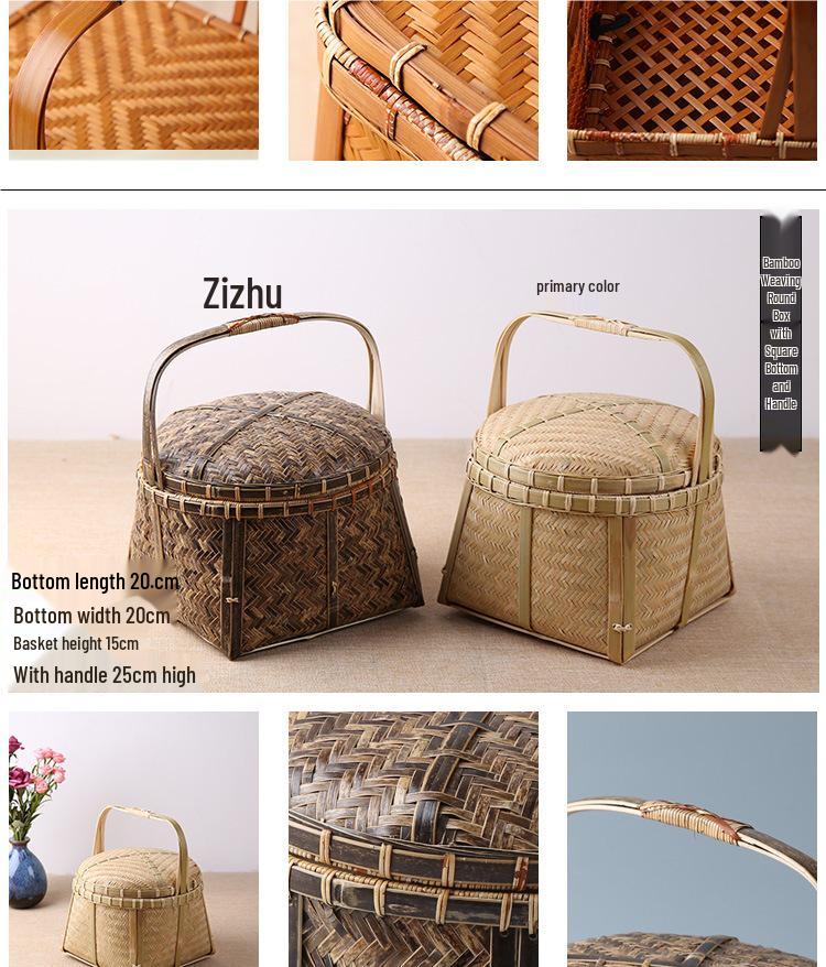 Handmade Bamboo Storage Basket with Lid - Mooncake & Tea Ceremony Gift Box