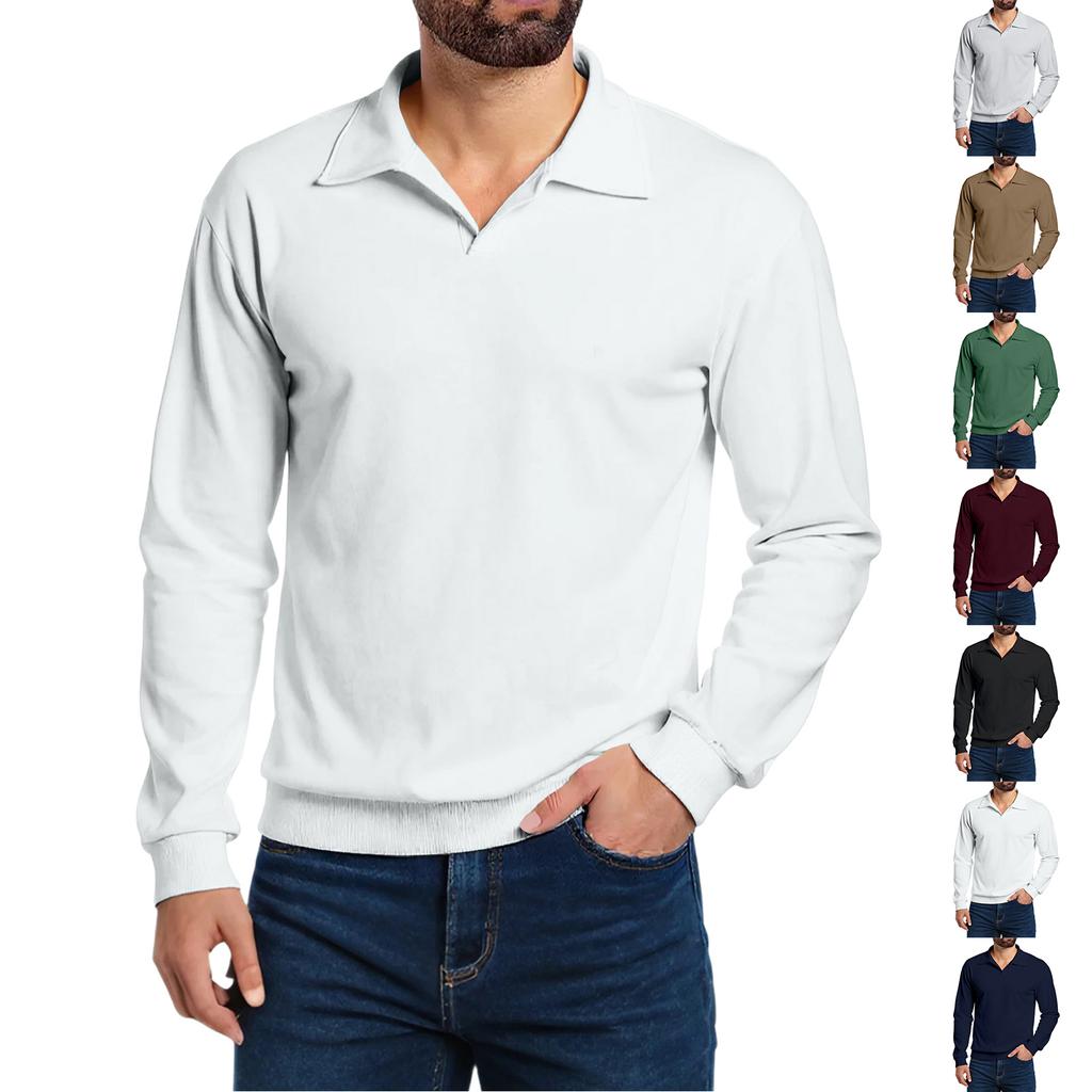 Men's Casual Collared Long-Sleeve Fleece Base Layer Top