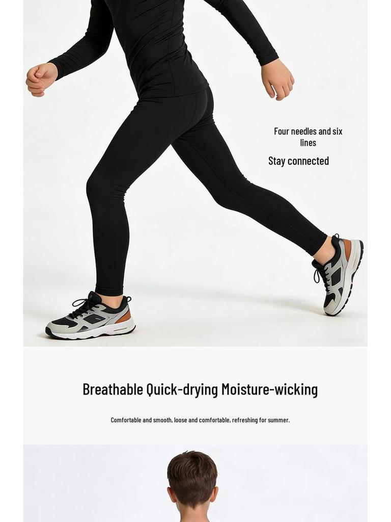 Children's Autumn-Winter Quick-Dry Compression Set: Breathable Long-Sleeve Top & Pants for Men's Sports, Fitness, and Running.