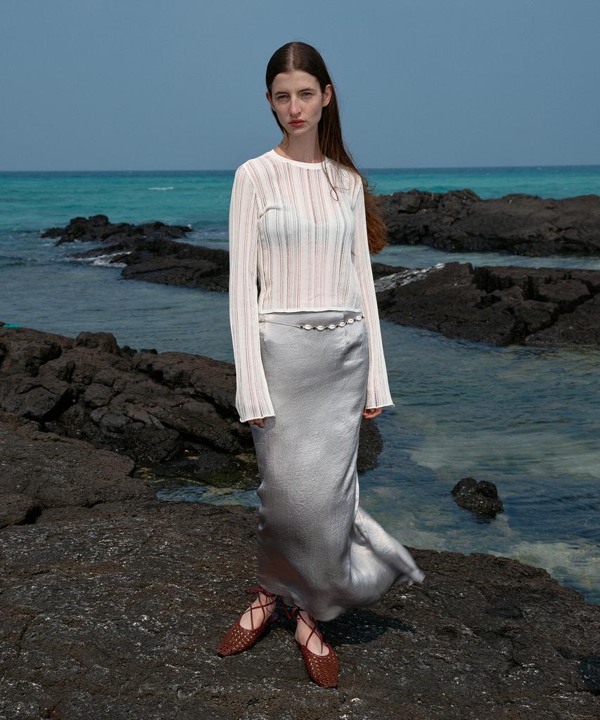 EN OR Scratch See-Through Summer Knit - White
