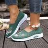 Fashion Soft Sole Knit Sneakers for Women Slip On Flat Mom Shoes Spring/autumn Breathable Comfortable Mesh Flower Embroidered Shoes