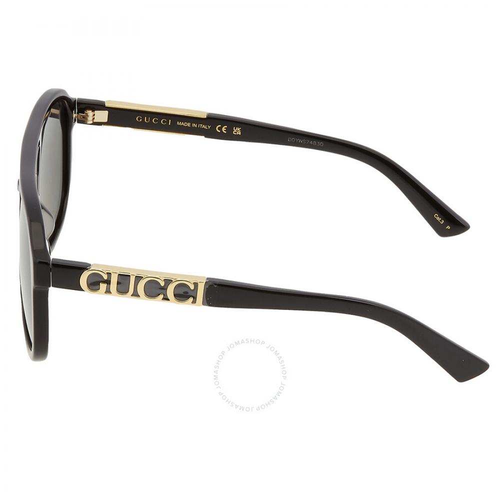 Gucci Polarized Dark Grey Pilot Unisex Sunglasses Gg1188s 001 58