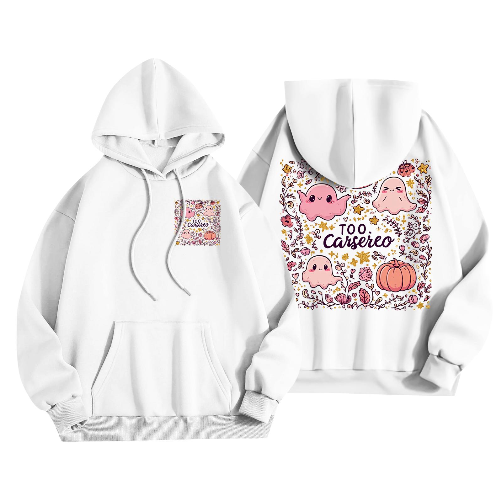 

Children s Casual Fashion Halloween Print Long-Sleeved Hooded Sweatshirt 160 белый