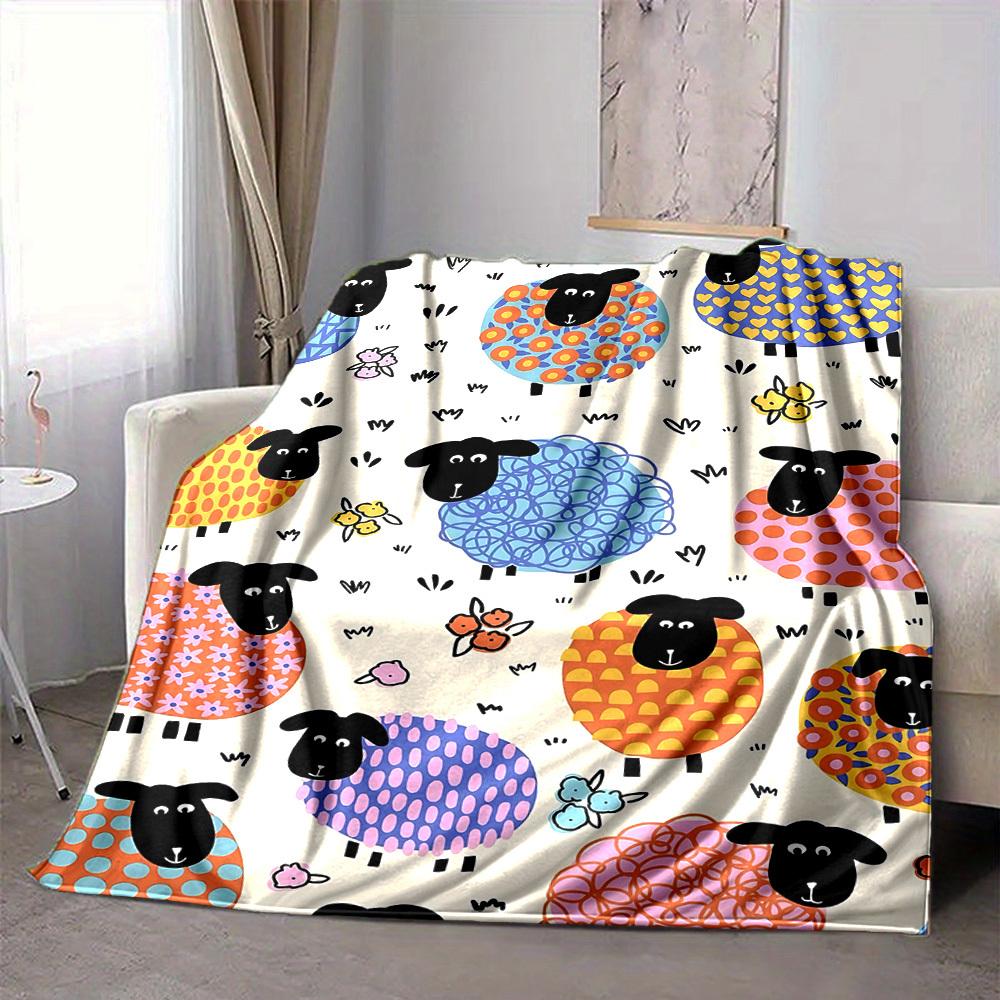 1pc Sheep Pattern Blanket Warm, Cozy, And Soft, Suitable for Sofas, Beds, Cars, And Office Use.Perfect for Camping And Travel, Making It a Great Gift