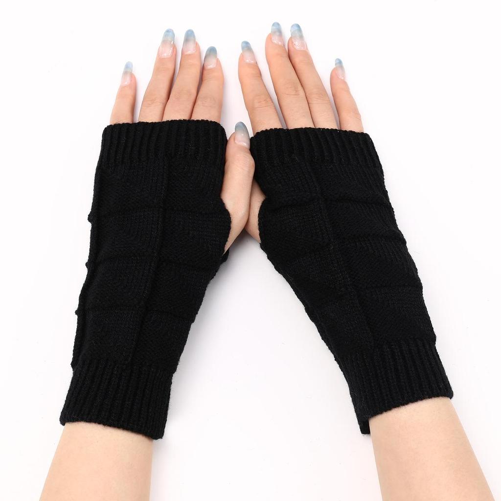 Neue Herbst und Winter Damen gestrickte warme Handschuhe Halbfingerärmel kurze Armärmel