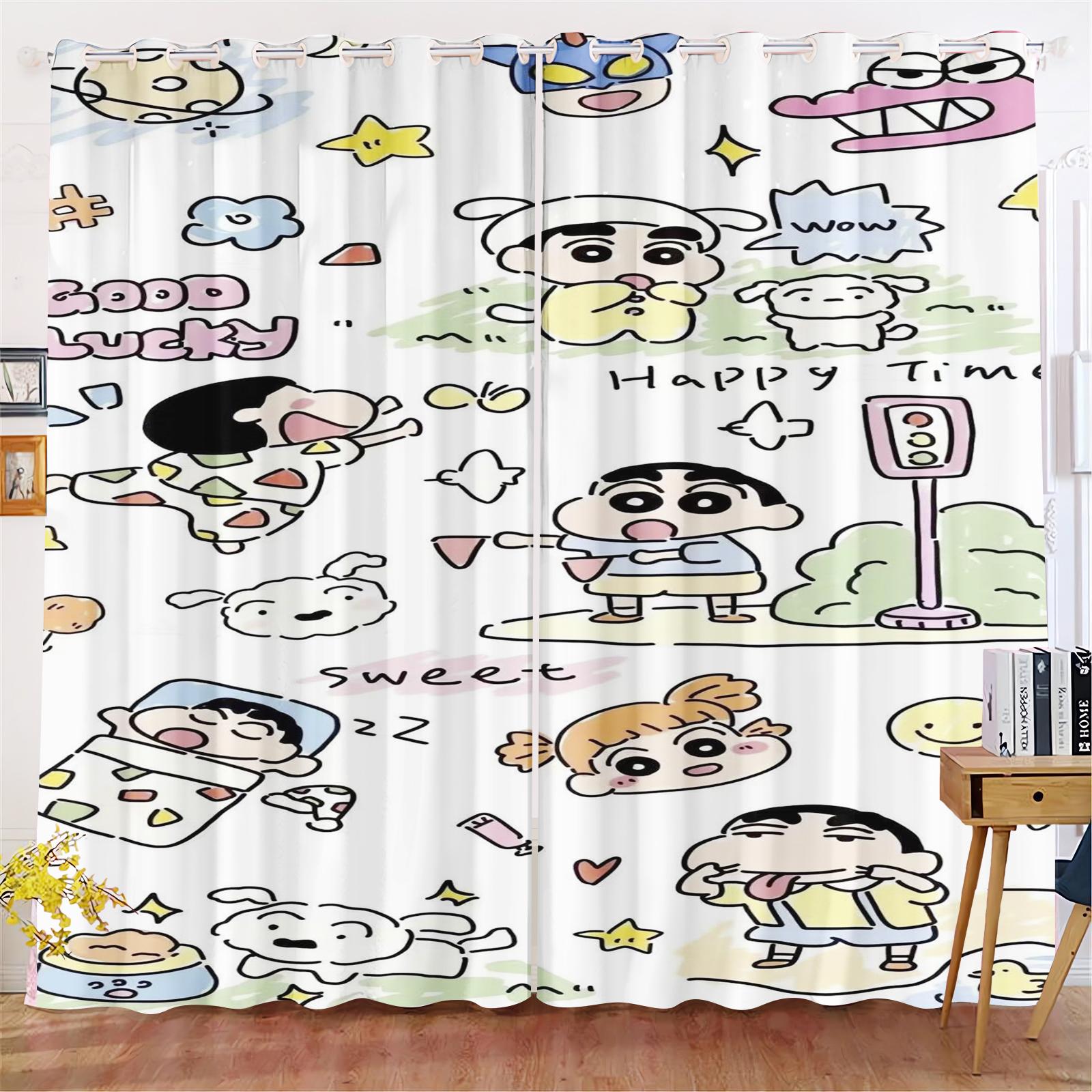 

Crayon Shin-chan 3D Digital Print Curtains Cartoon Window Blackout Curtain Bedroom Fashion Style Home Decor Cute Anime Findings 100x140cm&Grommet Top