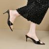 Fashion Patent Leather Sandals and Slippers Women's Fashion and Versatile Summer New Pointed Toe Stipple Heel Outward Wear High Heels