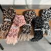 Vintage Leopards Print Tassels Scarf Soft Acrylic Neckerchief Warm Fashion Scarves for Women Warm Accessory