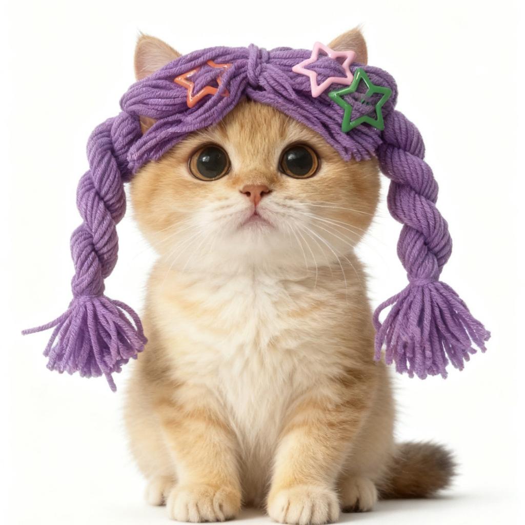 Cat Twist Braid Wig Cute Pet Headgear Dog Headgear Funny Accessories COS Photo Props Handmade