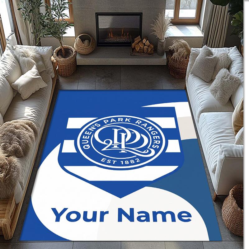 Queens Park Rangers FC Printed Crystal Velvet Rug Non‑Slip Crystal Velvet Carpet For Sofa Bedroom Indoor Home Decoration