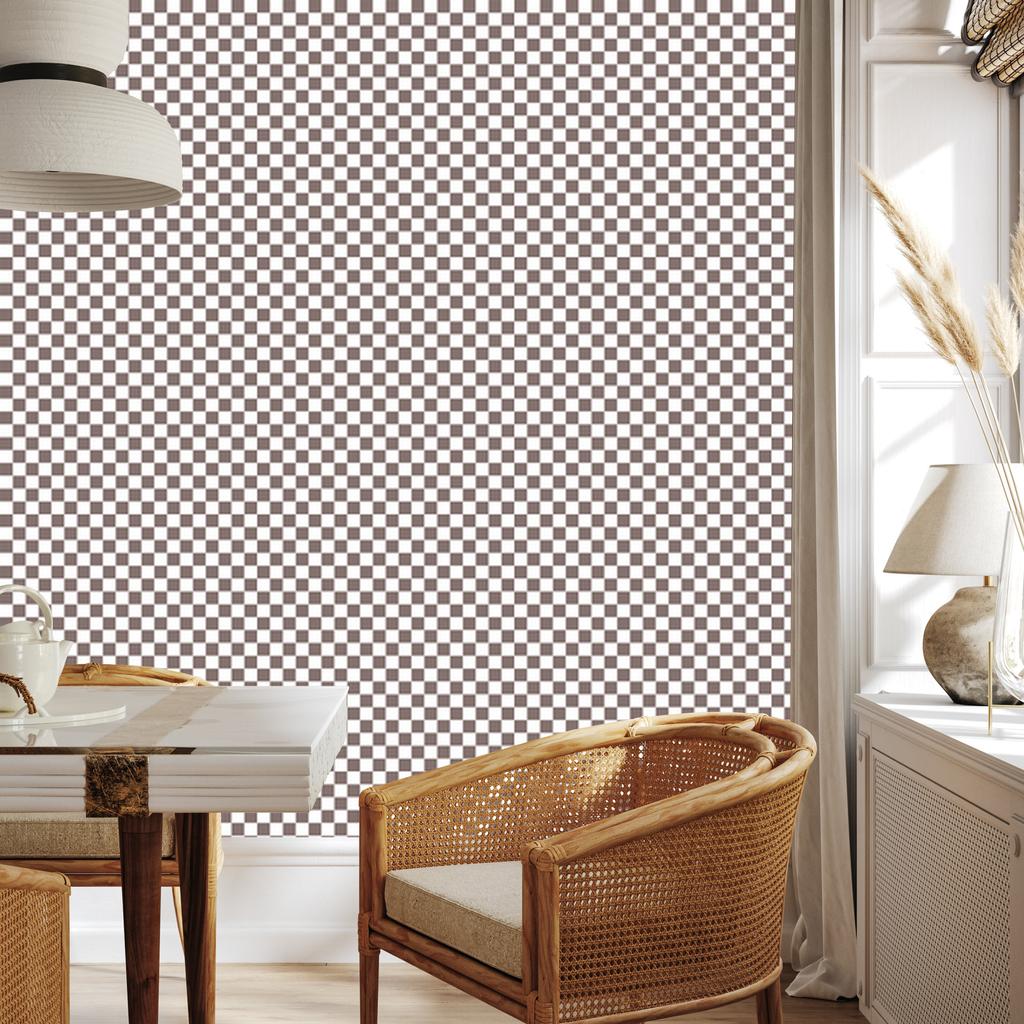 Checkerboard Wallpaper Light Gray and Red 50x1000