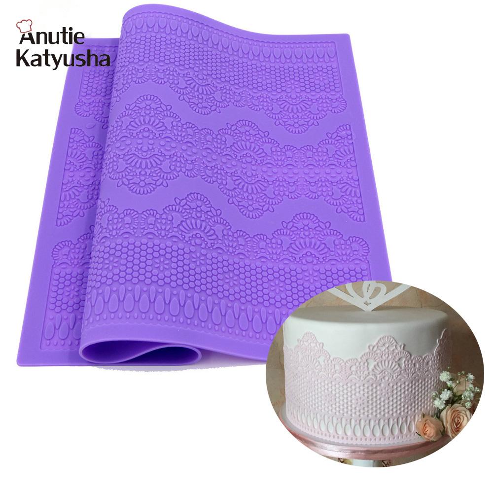 Fondant-Kuchen-Silikon-Spitzenmatte, Blumenmuster, Zuckerspitzenform, Hochzeitstorte, Dekorationsform, Backwerkzeug