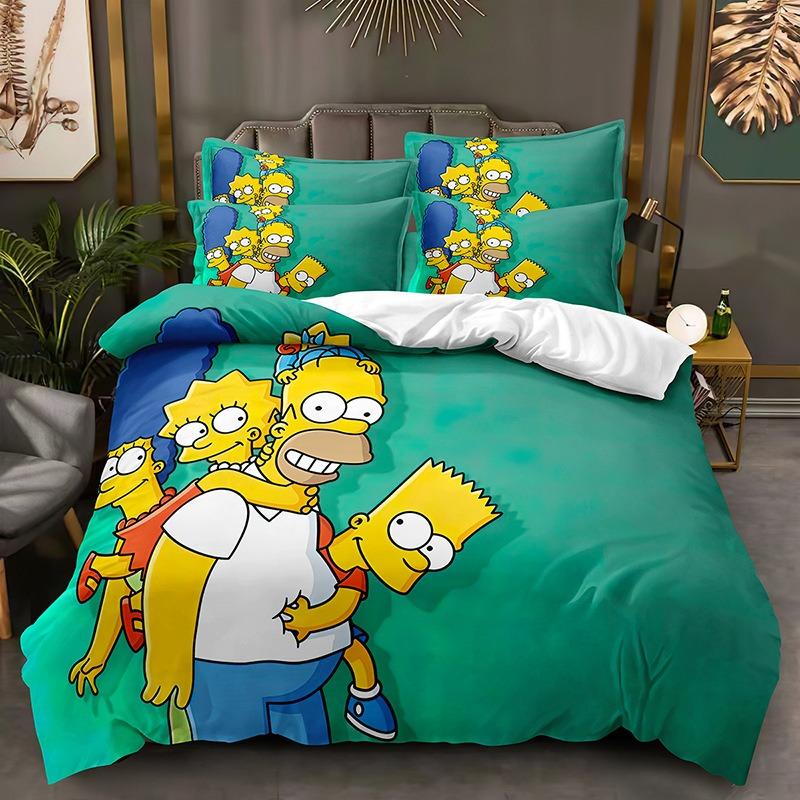 Funny Animation The Simpsons Duvet Cover Microfiber Bedding Set 3D Print Duvet Quilt Cover With Gifts Suitable for Boy and Girls