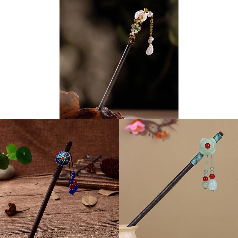 Tassel Wooden Hairpin: Chinese Style Ethnic Hanfu and Qipao Accessory