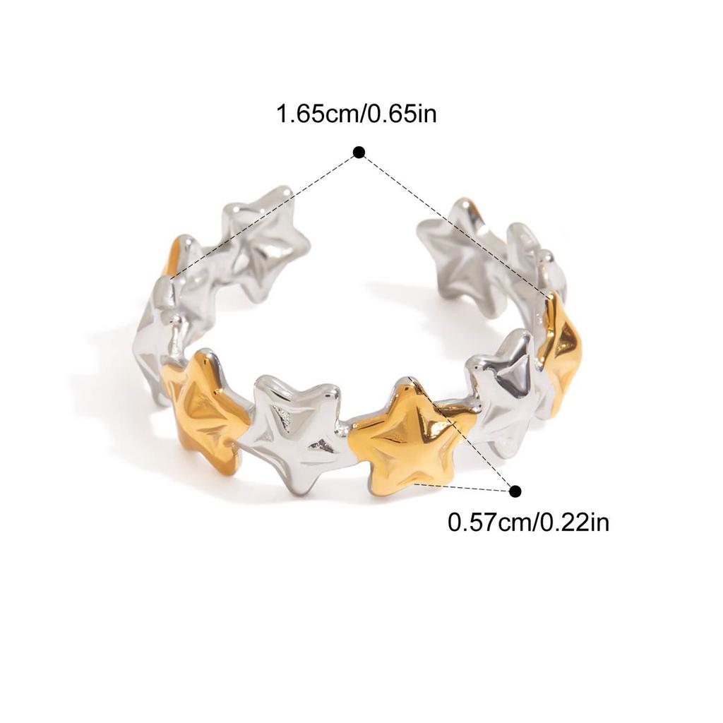 Yori High Quality Stainless Steel Star Adjustable Open Ring Rust Proof 18K PVD Plated Personalized Trendy Charm Finger Jewelry 2