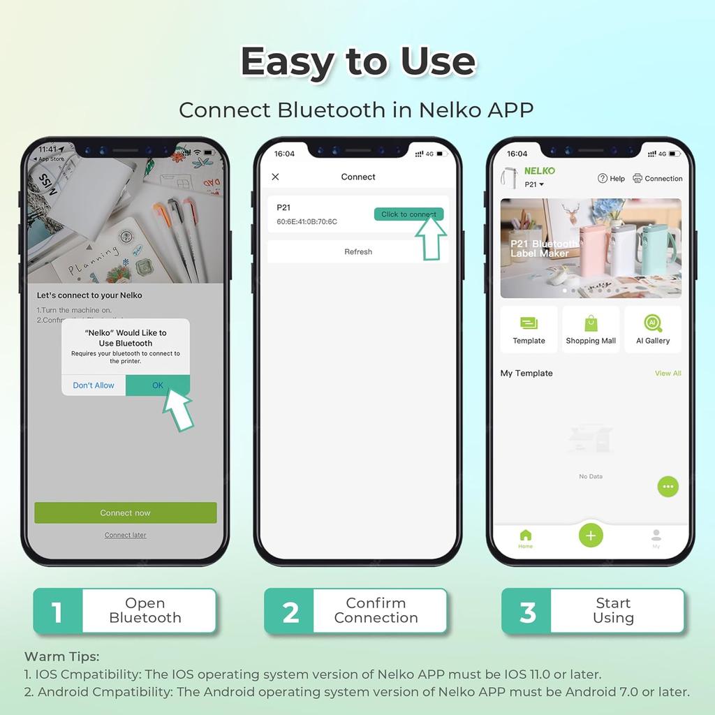 Nelko Label Maker Machine with Tape, P21 Bluetooth Label Printer, Wireless Mini Label Makers with Multiple Templates for Organizing Office Home,