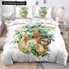 Cartoon Sloth Bedding Set for Bedroom Home Manga Style Sloth Print Duvet Cover Lazy Sleeping Australian Animal Soft Quilt Cover