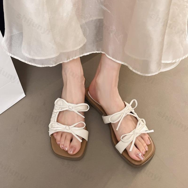 Fashion Woman Slippers Summer 2025 Outdoor Beach Slipper Comfortable Fashion Butterfly-Knot Wedges Elegant Women Shoe Sandalias De Mujer